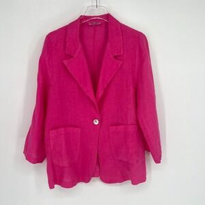 Meo Meli Blazer Womens M Linen Pink Lightweight Preppy Career Office Feminine